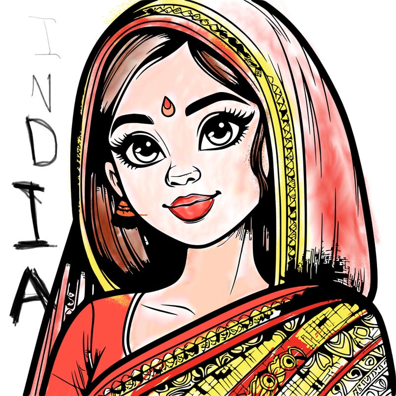 realistic indian girl wearing a sari