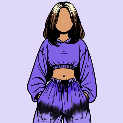 realistic girl faceless with baggy pants and a crop top
