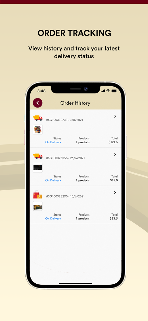 Eu Yan Sang - Eu Yan Sang app order tracking screen showing delivery status and order history