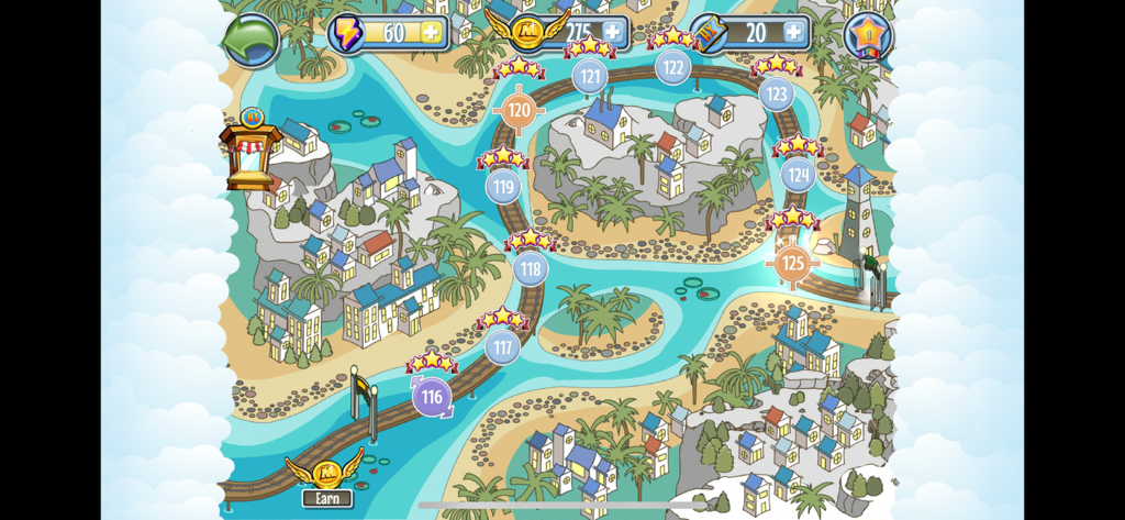 Hidden Express - Hidden Express game map with levels on a tropical island