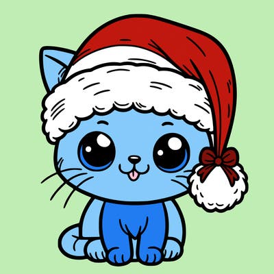 cat wearing santa hat