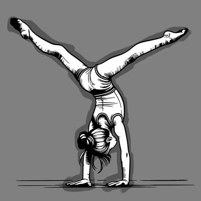 realistic gymnastic hand stand girl in four splits