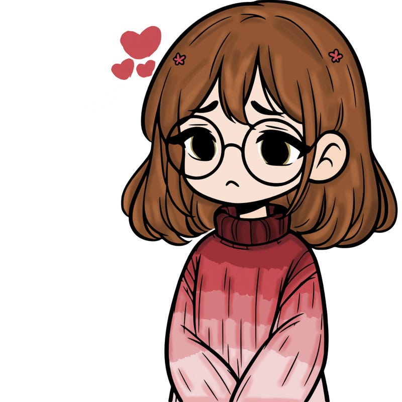 sad girl with glasses in a sweater
