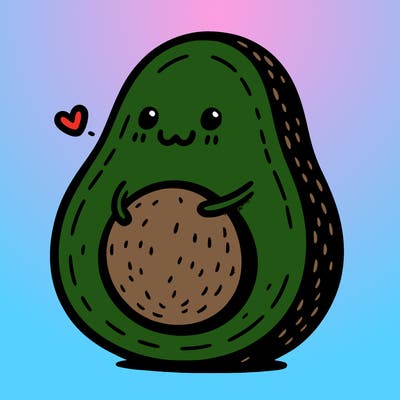 an avocado hugging an avocado