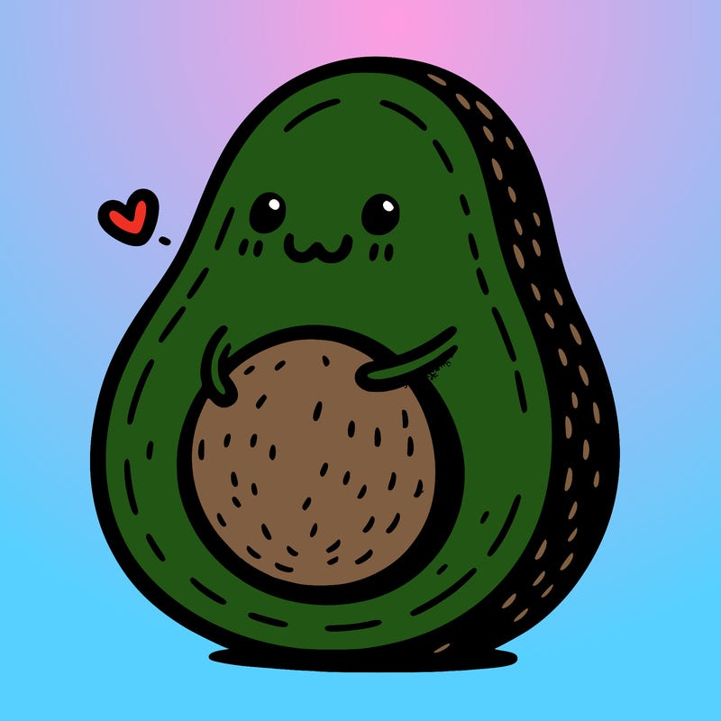 an avocado hugging an avocado