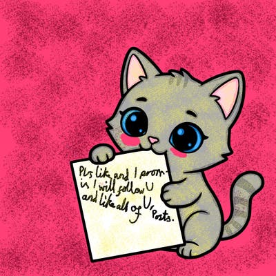 a small cat with a blank sheet of paper in its hand. the cat is sooooooo cute!