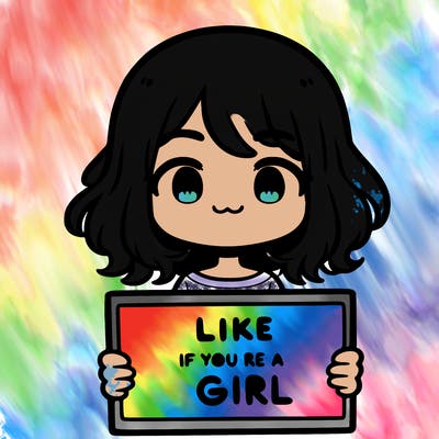 a cute girl holding a sign that says like if you’re a girl