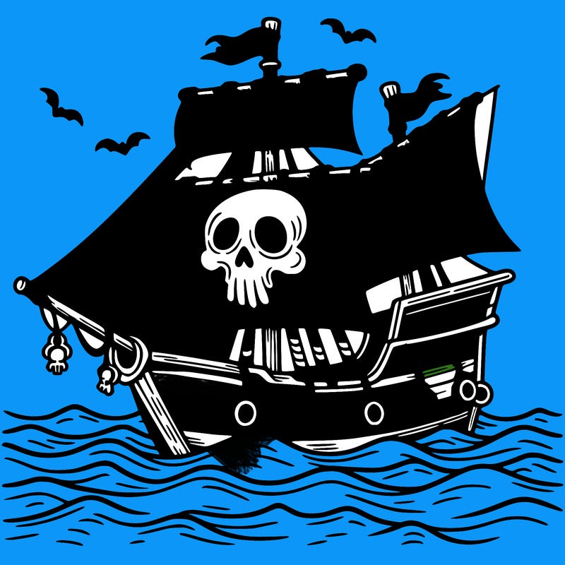 denizde süzülen lanetli korsan gemisi