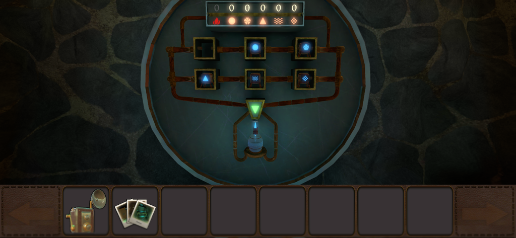 Legacy 2 - The Ancient Curse - A circular 3D puzzle with glowing symbols and pipes on a stone wall in Legacy 2 The Ancient Curse