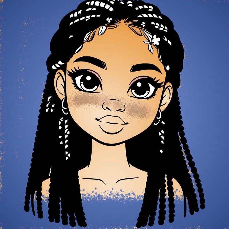 a realistic black girl with braids