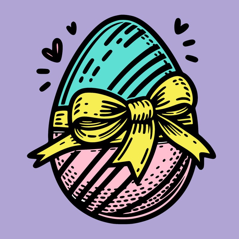 large chocolate egg with ribbon