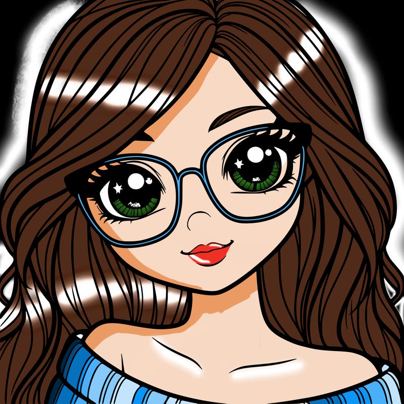 girl with beautiful eyes, hair, and glasses