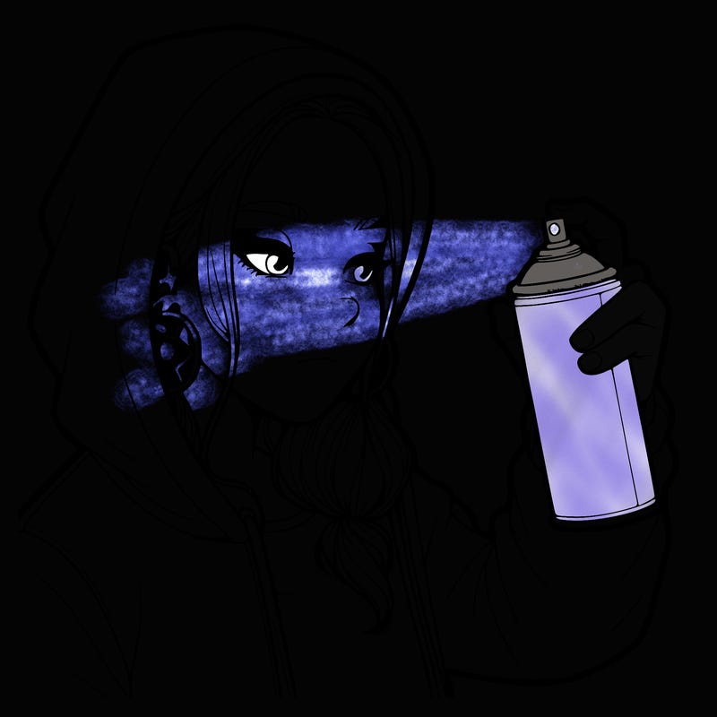 a realistic girl, spray painting