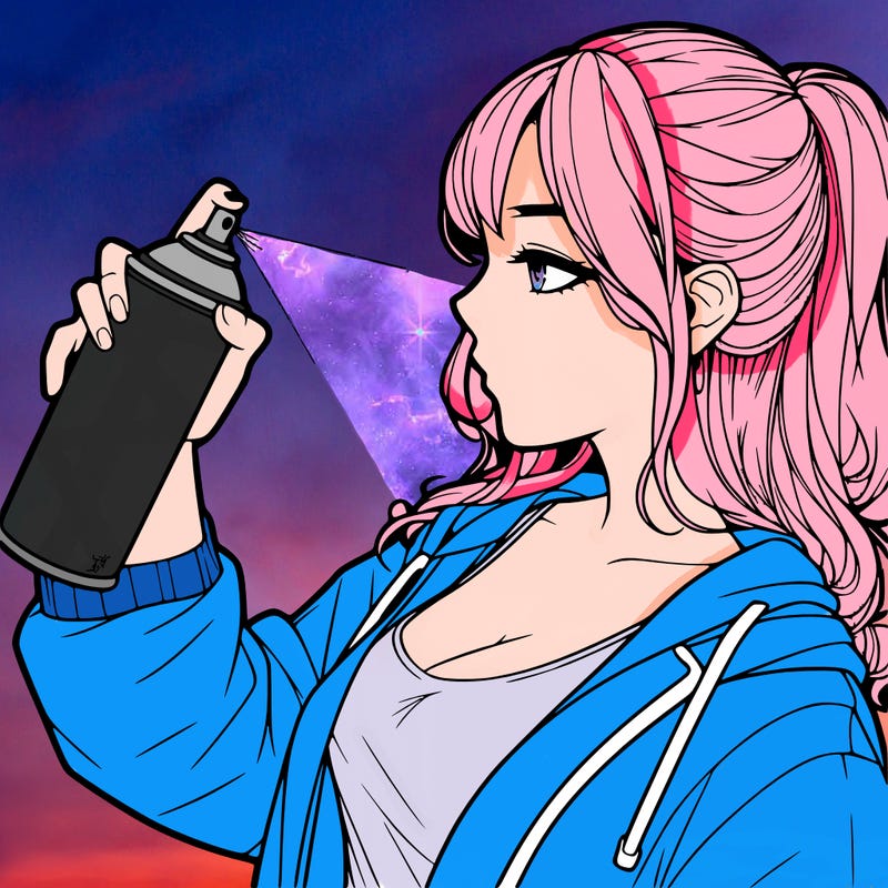 a realistic girl spray, painting