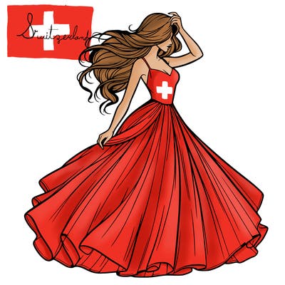 realistic woman with dress flowing in the wind