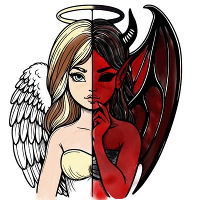 realistic angel half demon