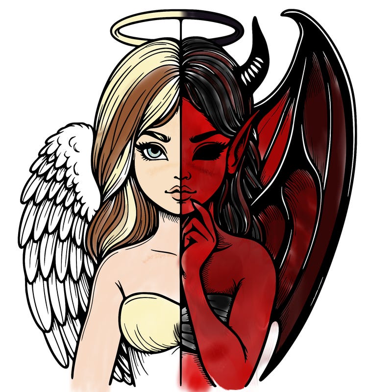 realistic angel half demon