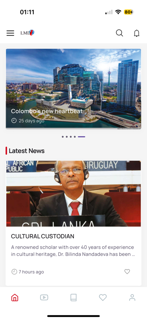 LMDi - LMDi app homepage showing the latest business news feed from Sri Lanka