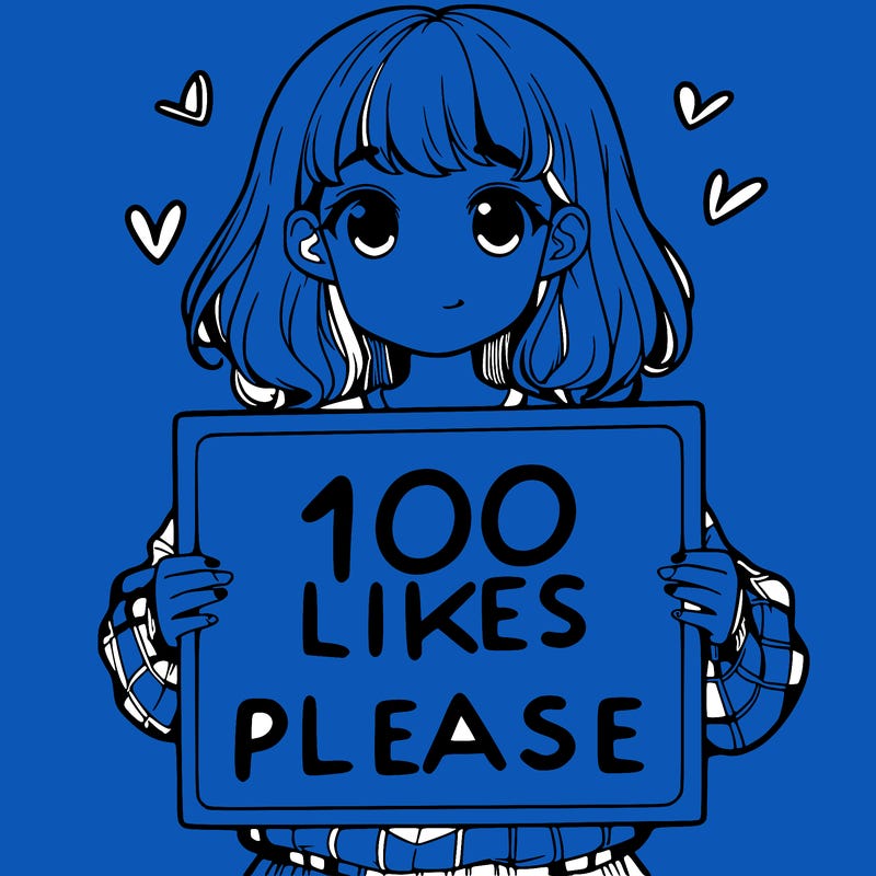 a girl holding a sign saying 100 likes please