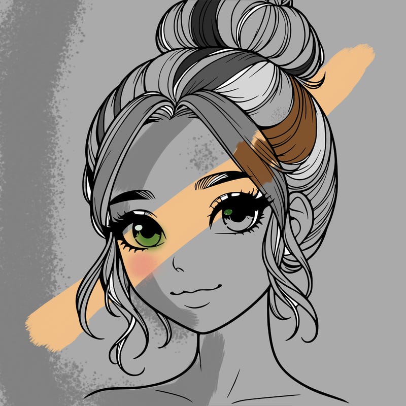 realistic pretty girl with hair in bun