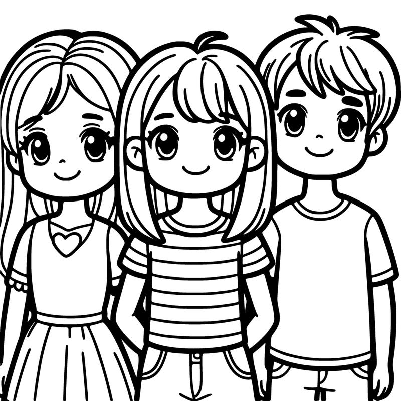 a trio of 2 girls and a boy