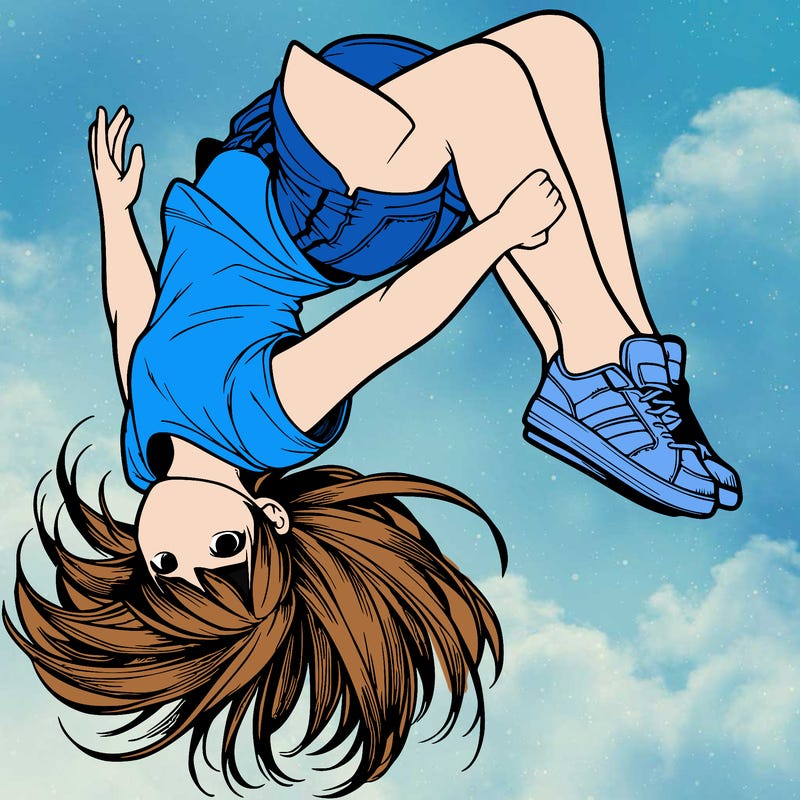 realistic girl doing a backflip