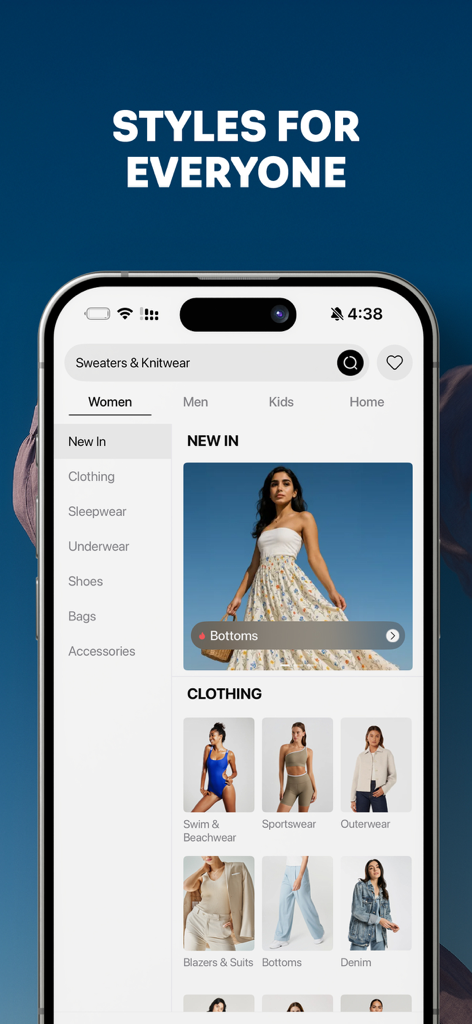 Mobile app interface for Jazi shopping showing various women's fashion categories and curated styles