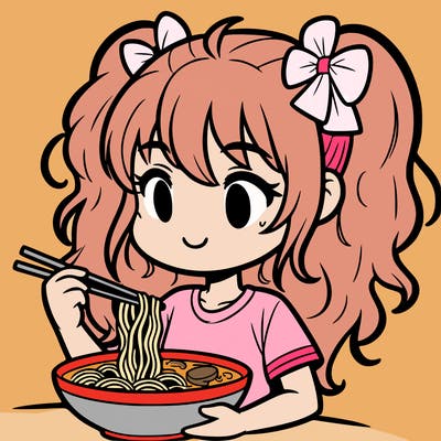 a girl eating ramen