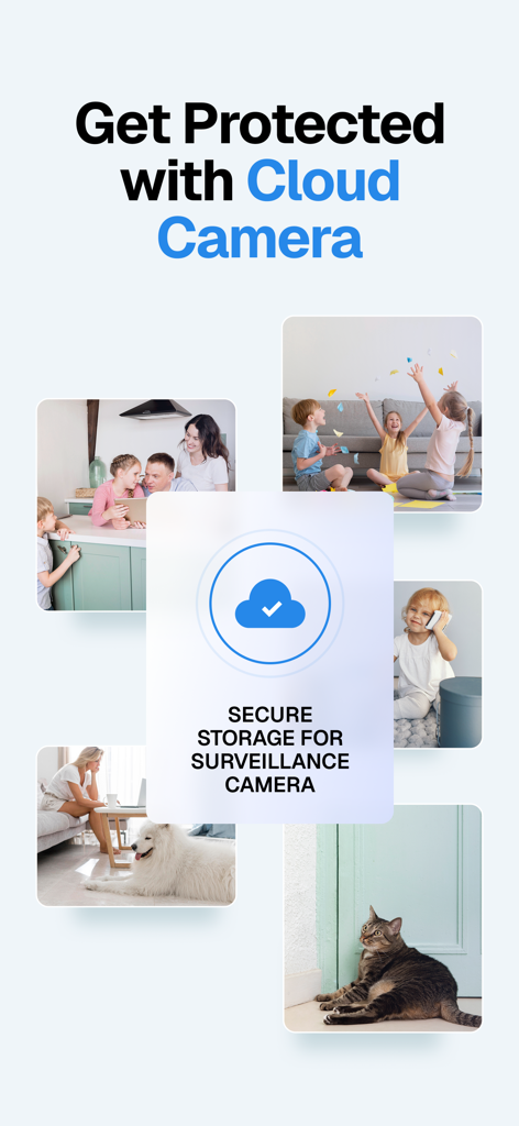 Home Security Camera - Visory - Fonction de stockage cloud de l'application de sécurité Visory pour la surveillance de la maison et des animaux de compagnie