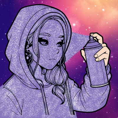 a realistic girl, spray painting