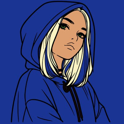 a realistic girl in a hoodie