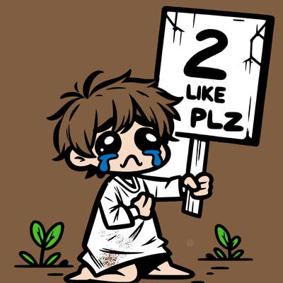small poor toddler crying with sign that says 2 like plz