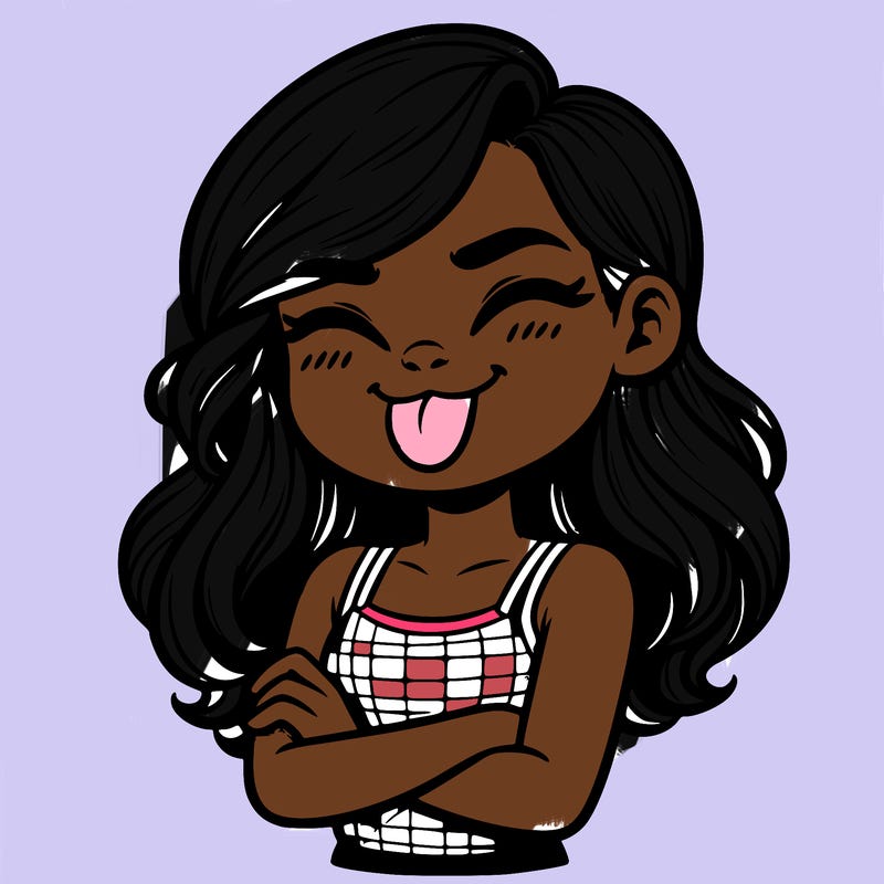 realistic girl crossing her arms and wearing a tank top with her tongue held out she has long hair