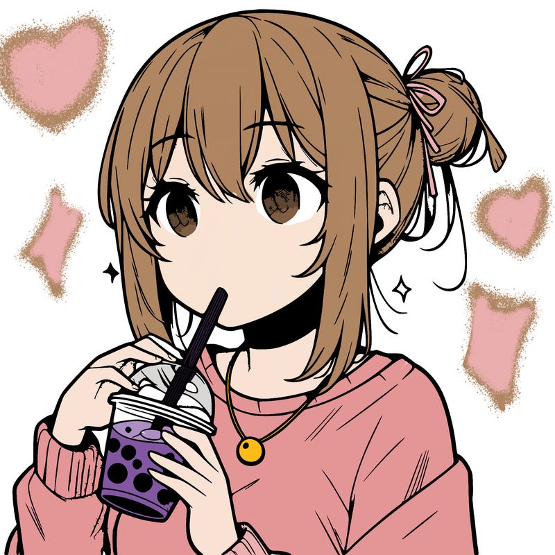 manga character drinking boba