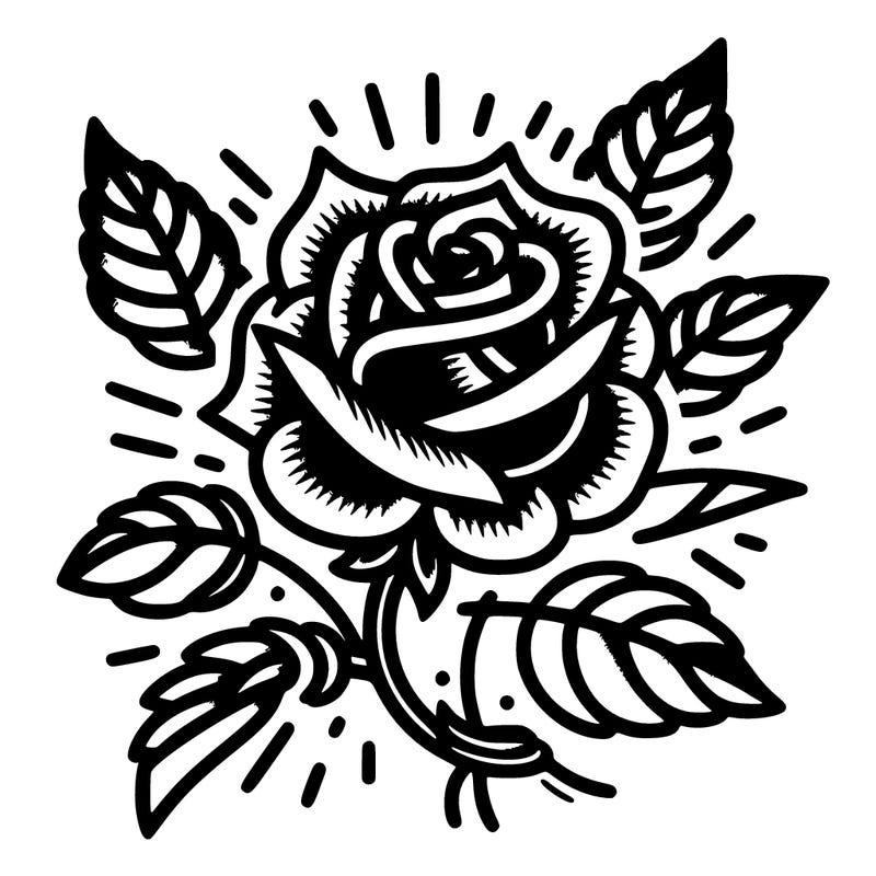 traditional tattoo style rose