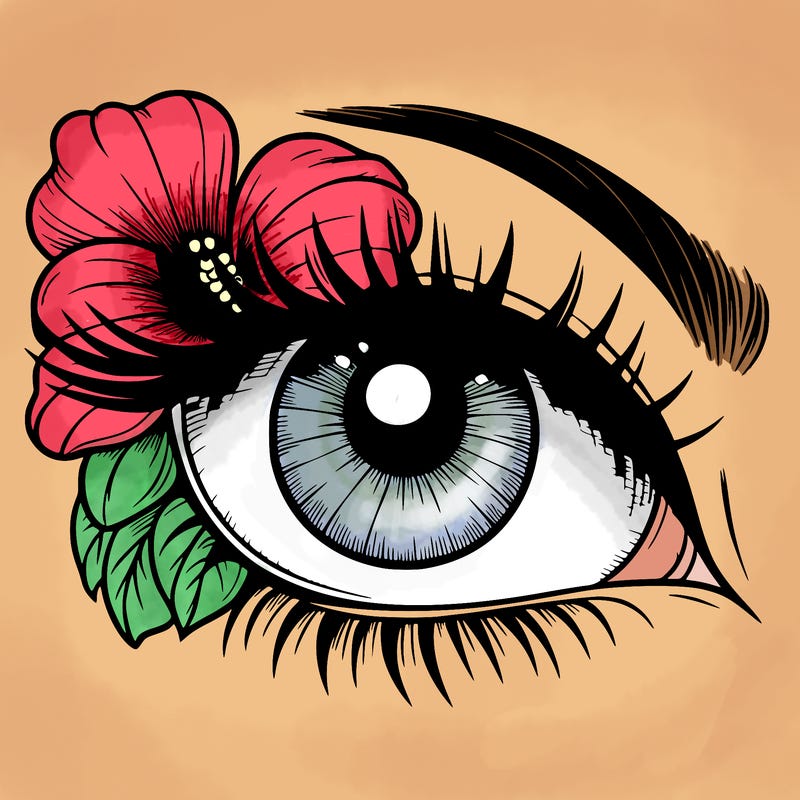 realistic eye with flower