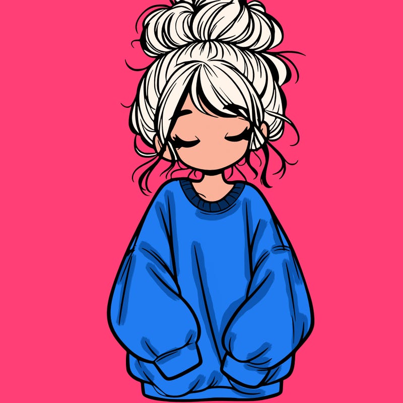 girl with baggy sweatshirt and messy bun