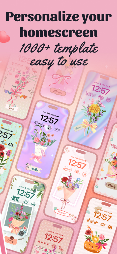 DIY Flower Language Keyboard - A selection of personalized floral bouquet wallpapers for smartphone lockscreens