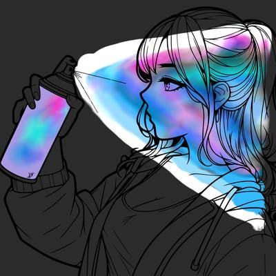 a realistic girl spray, painting