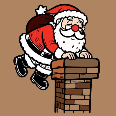 santa climbing down a chimney