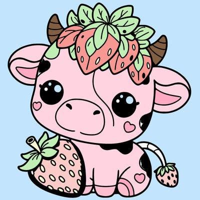 cute strawberry cow