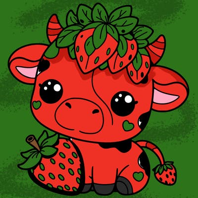 cute strawberry cow