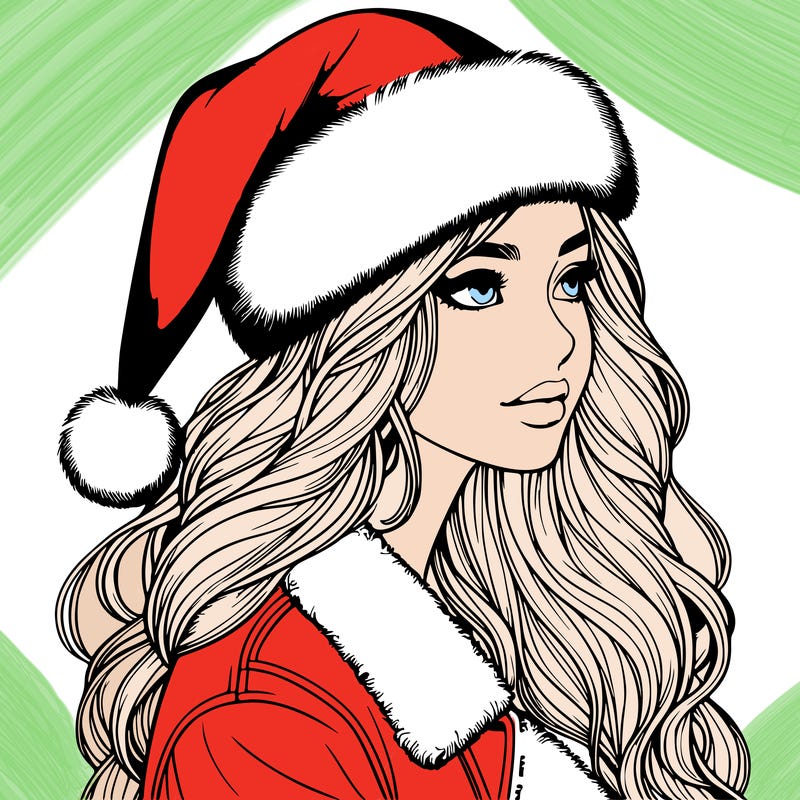 realistic girl in santa hat