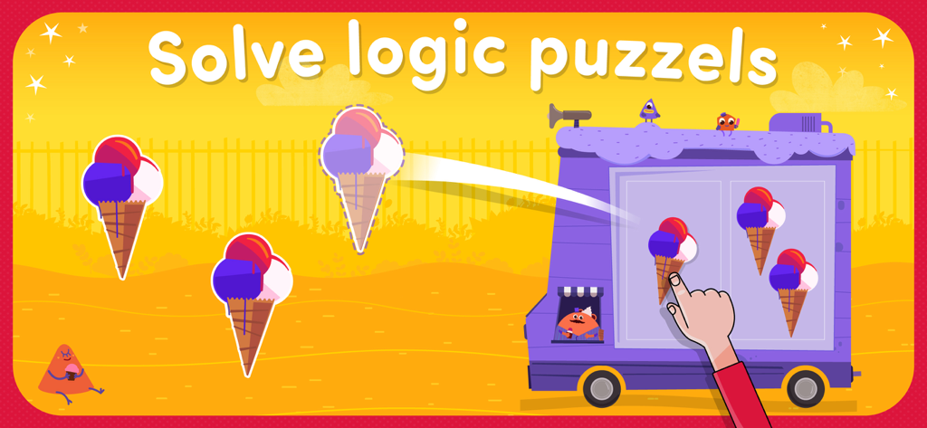 Toddler solving a logic puzzle with ice cream cones