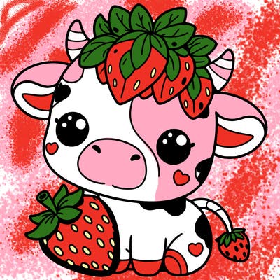 cute strawberry cow