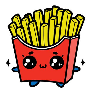 a cute. french fries