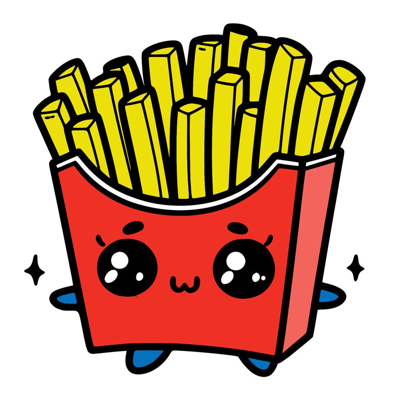 a cute. french fries