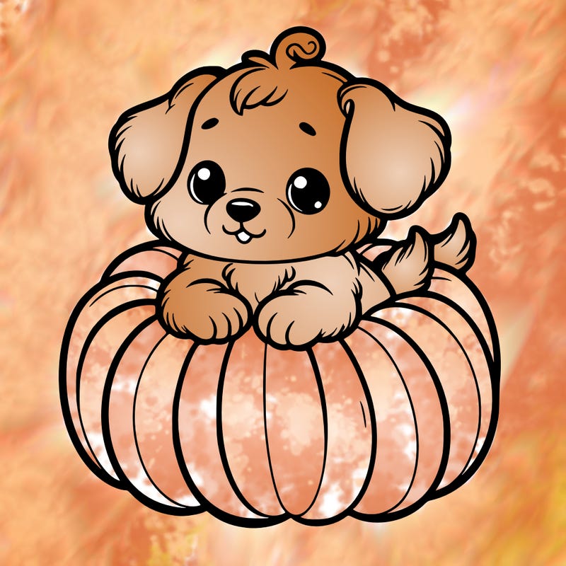 cute little puppy in a pumpkin