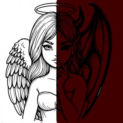 realistic angel half demon