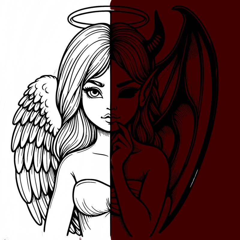 realistic angel half demon